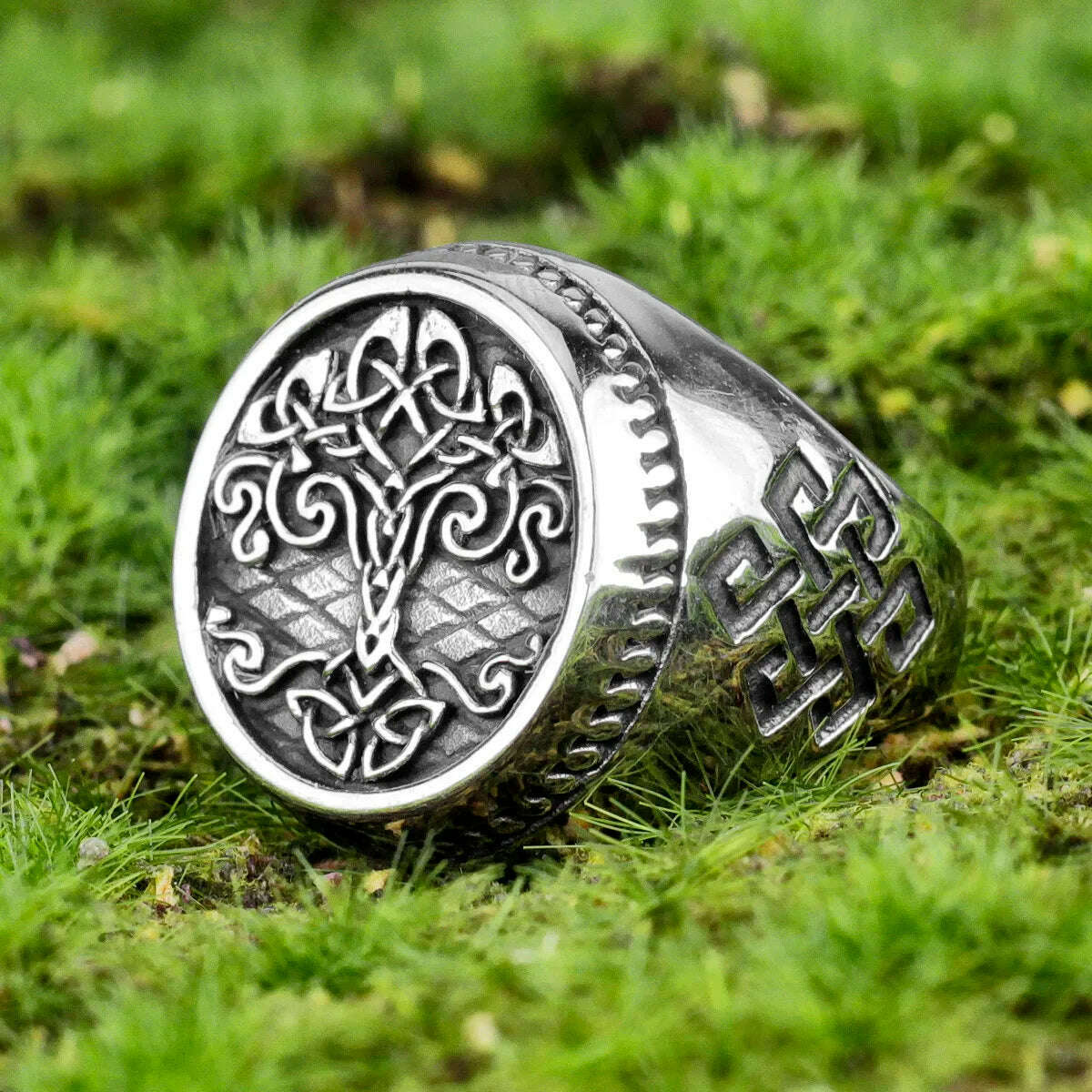 Viking Tree of Life Celtic Knot Stainless Steel Mens Rings Unique For Male Boyfriend Biker Jewelry Creativity Gift Wholesale - KIMLUD