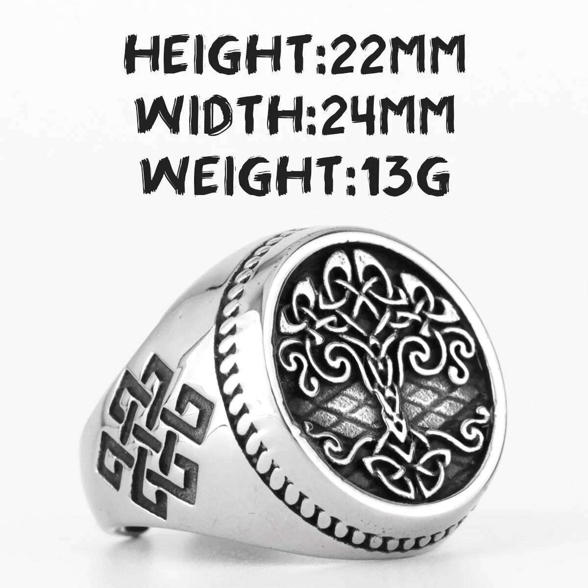 Viking Tree of Life Celtic Knot Stainless Steel Mens Rings Unique For Male Boyfriend Biker Jewelry Creativity Gift Wholesale - KIMLUD