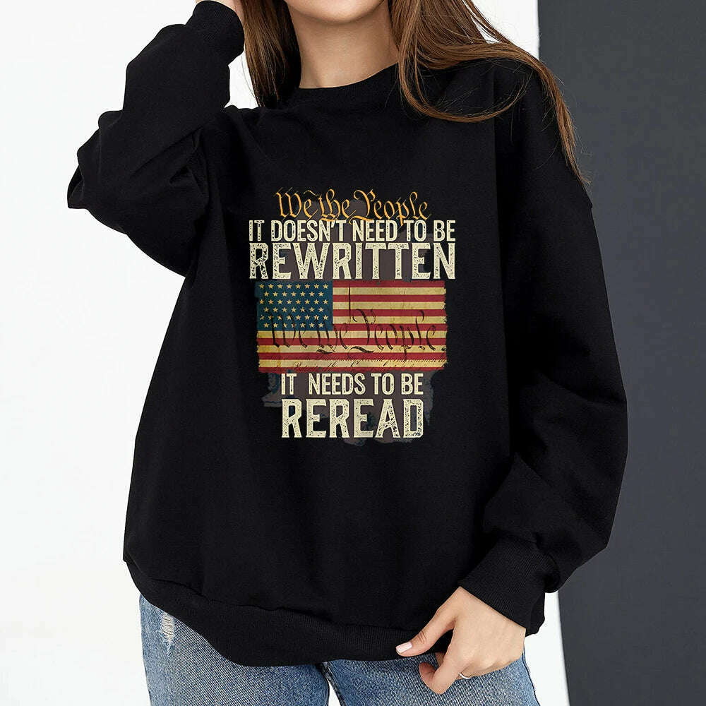 KIMLUD, Vintage American Flag I Identify As A Pissed Off American Women Sweatshirt Fashion Long Sleeve O-neck Pullover Tops hoodies, KIMLUD Womens Clothes