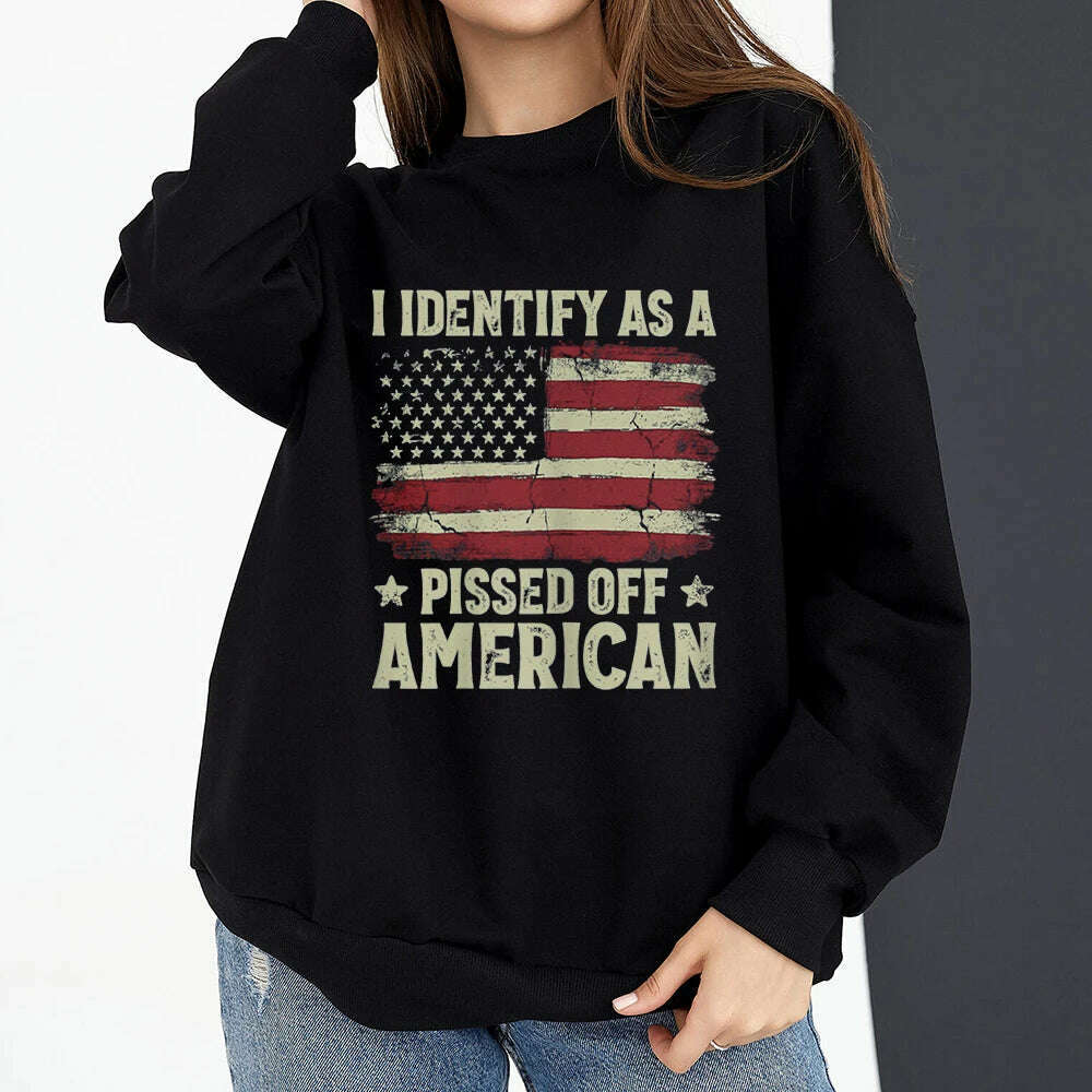 KIMLUD, Vintage American Flag I Identify As A Pissed Off American Women Sweatshirt Fashion Long Sleeve O-neck Pullover Tops hoodies, 10413 / 4XL, KIMLUD APPAREL - Womens Clothes