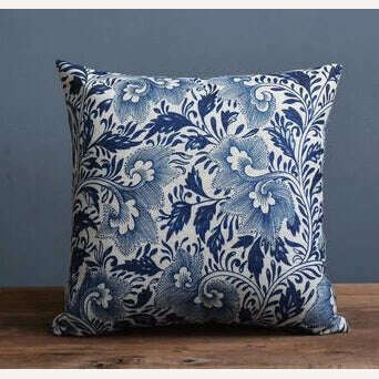 KIMLUD, Vintage Blue White Porcelain Pillow Cover Home Decor Pillow Cushion Cover Floral Linen Pillow Case Sofa Cushions, A (45x45cm), KIMLUD Womens Clothes