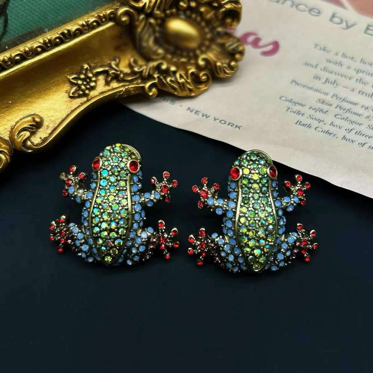 Vintage Bohemian flowery animal frog set necklace earrings - KIMLUD