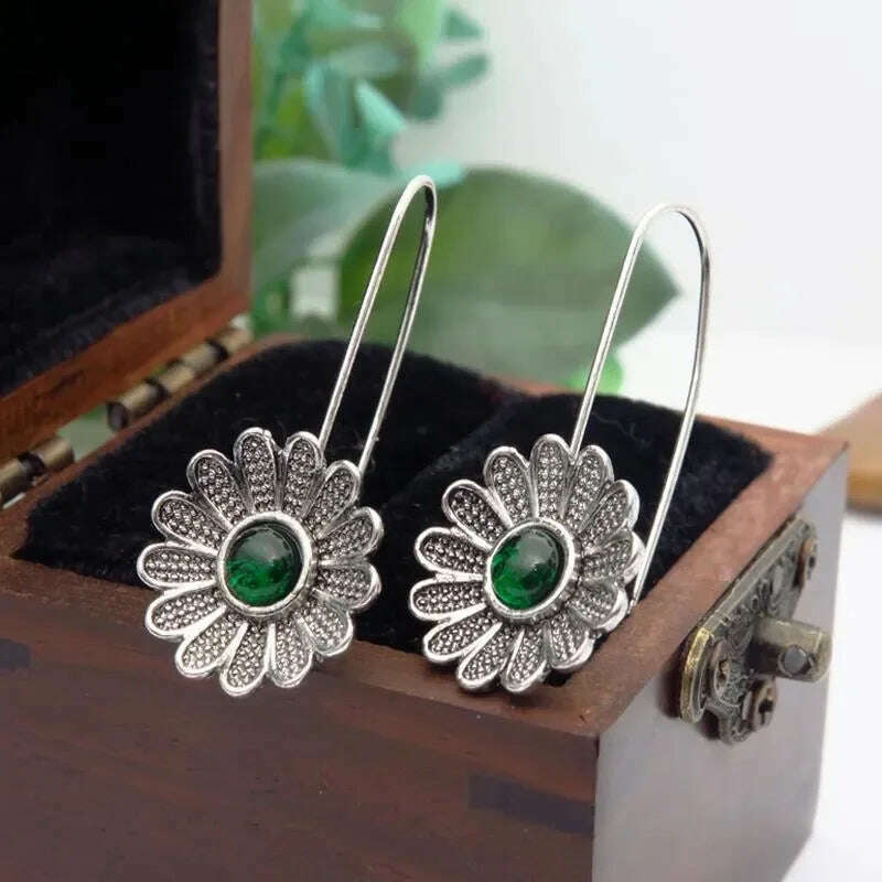 KIMLUD, Vintage Ethnic Flower Drop Hanging Earring for Women Tredn Fashion Lovely Ear Pendant Dangle Earrings Jewelry Accessories, E687, KIMLUD APPAREL - Womens Clothes