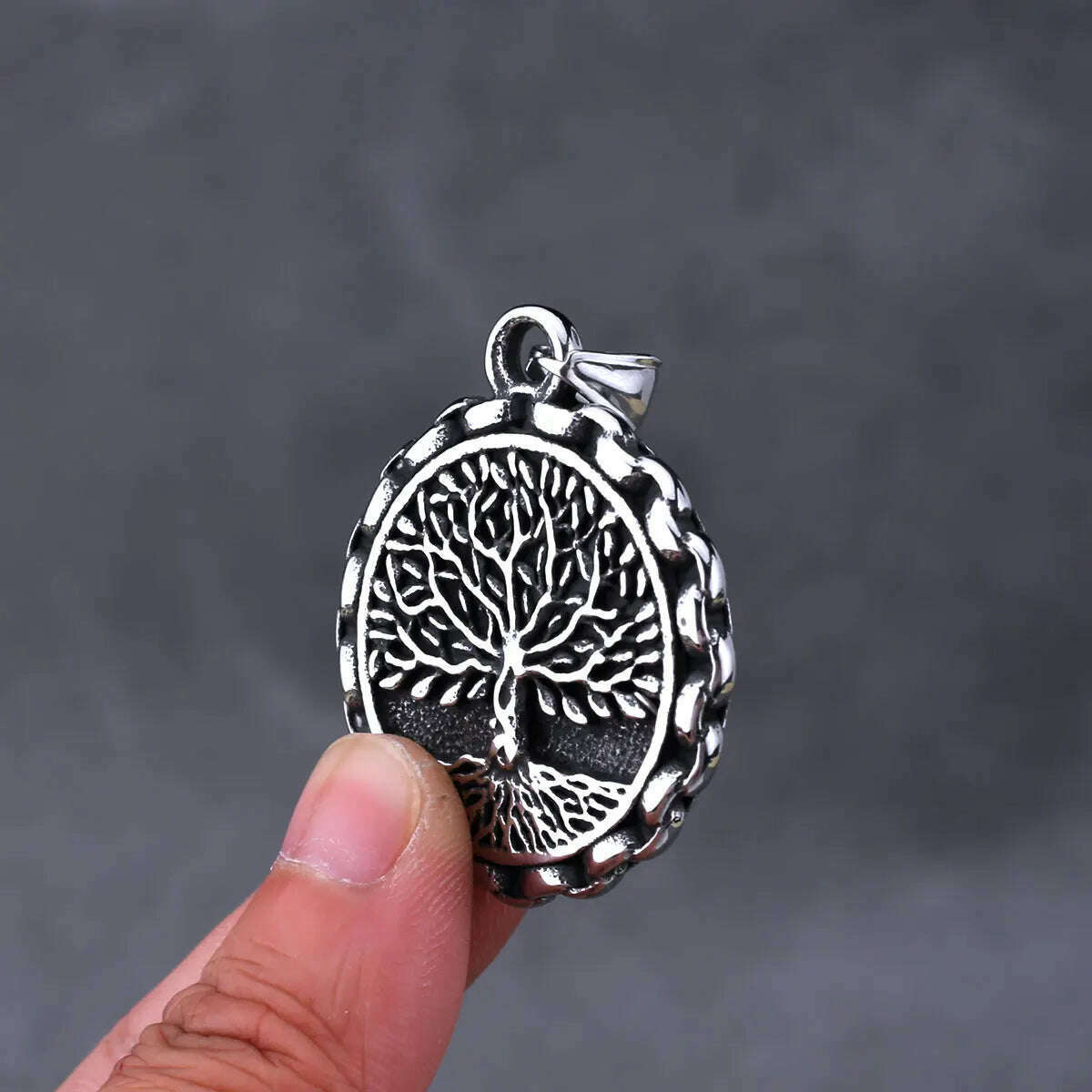 KIMLUD, Vintage Nordic Viking Yggdrasil Tree of Life Necklace Men&#39;s Hip Hop Biker Celtic Knot Amulet Pendant Necklace Vikings Jewelry, KIMLUD Womens Clothes