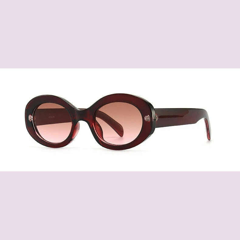 KIMLUD, Vintage Small Oval Sunglasses Women Luxury Brand Designer Black Female Sun Glasses Shades Classic Gafas De Sol Mujer, Red Pink / other, KIMLUD APPAREL - Womens Clothes