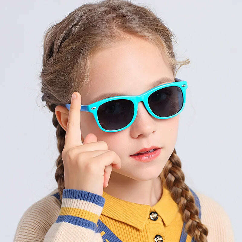 KIMLUD, Vintage Square Kids Sunglasses Flexible Safety Children Sun Glasses Fashion Boys Girls Sun Shades Eyewear UV400 Gafas De Sol, KIMLUD Womens Clothes