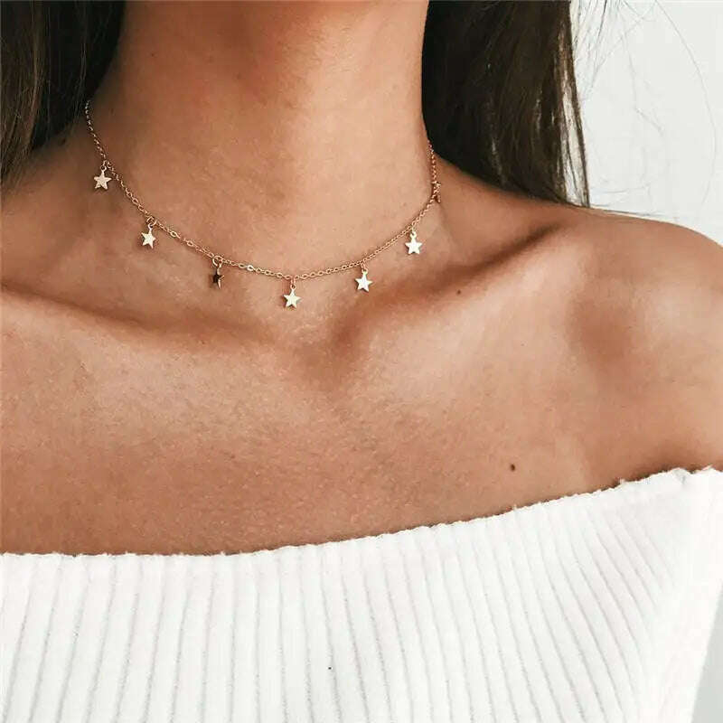 Vintage Tiny Heart Necklace for Women SHORT Chain Heart Pendant Necklace Gift Ethnic Bohemian Choker Necklace Jewelry wholesale - KIMLUD
