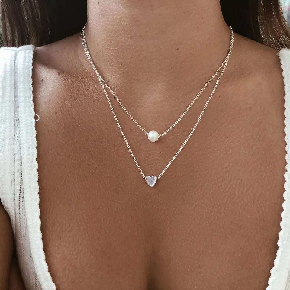Vintage Tiny Heart Necklace for Women SHORT Chain Heart Pendant Necklace Gift Ethnic Bohemian Choker Necklace Jewelry wholesale - KIMLUD