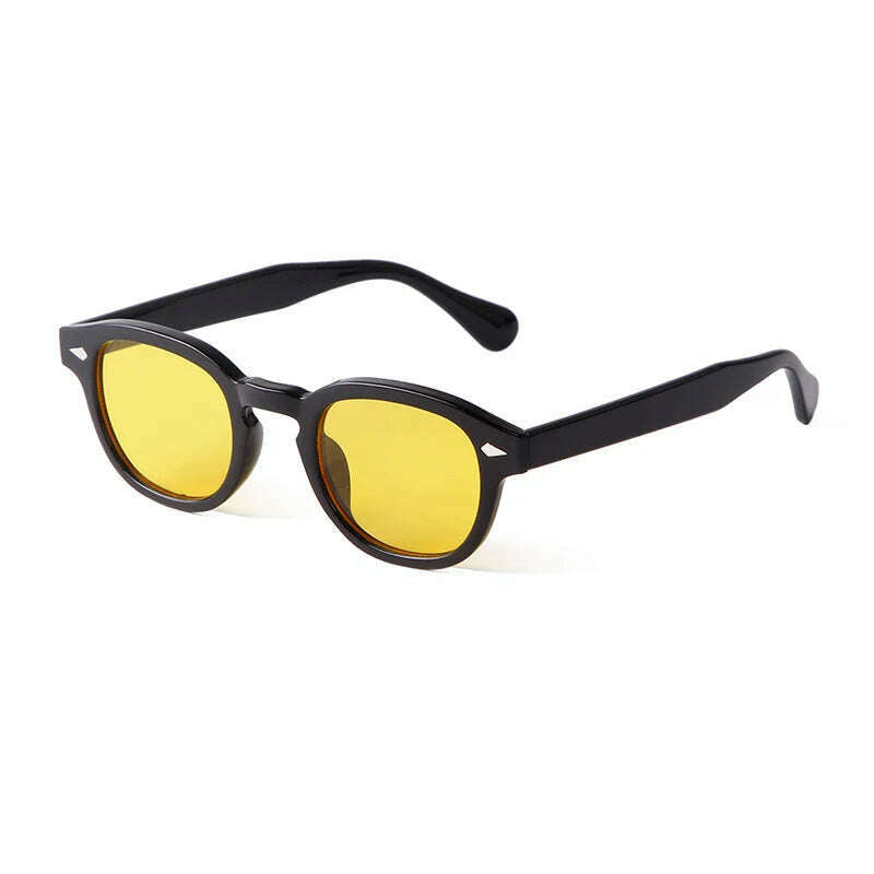 KIMLUD, Vintage Tortoise Shell Round Sunglasses Women Men 2024 Brand Design Retro Rivet Yellow Blue Lens Square Sun Glasses Female UV400, KIMLUD Womens Clothes