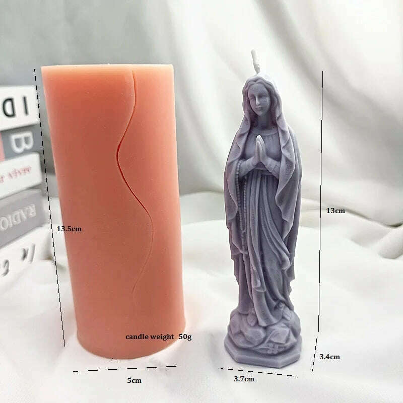 Virgin Mary And Baby Jesus Silicone Candle Molds Holy Family Mould For Party Festival Birthday Handmade Gifts Present Wax Tools - KIMLUD