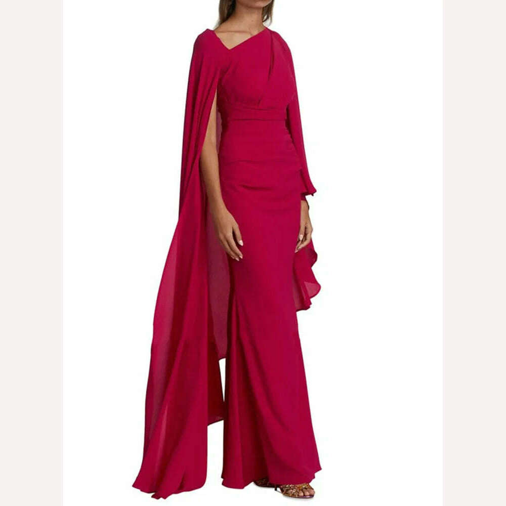 VKBN News Party Evening Dresses Women Casual Lantern Sleeve Wine Red Diagonal Collar Banquet Maxi Wedding Dresses for Female - KIMLUD