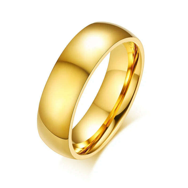 Vnox Classic Wedding Rings for Women Men Gold Color Stainless Steel Couple Band Anniversary Personalized Name Lovers Gift - KIMLUD