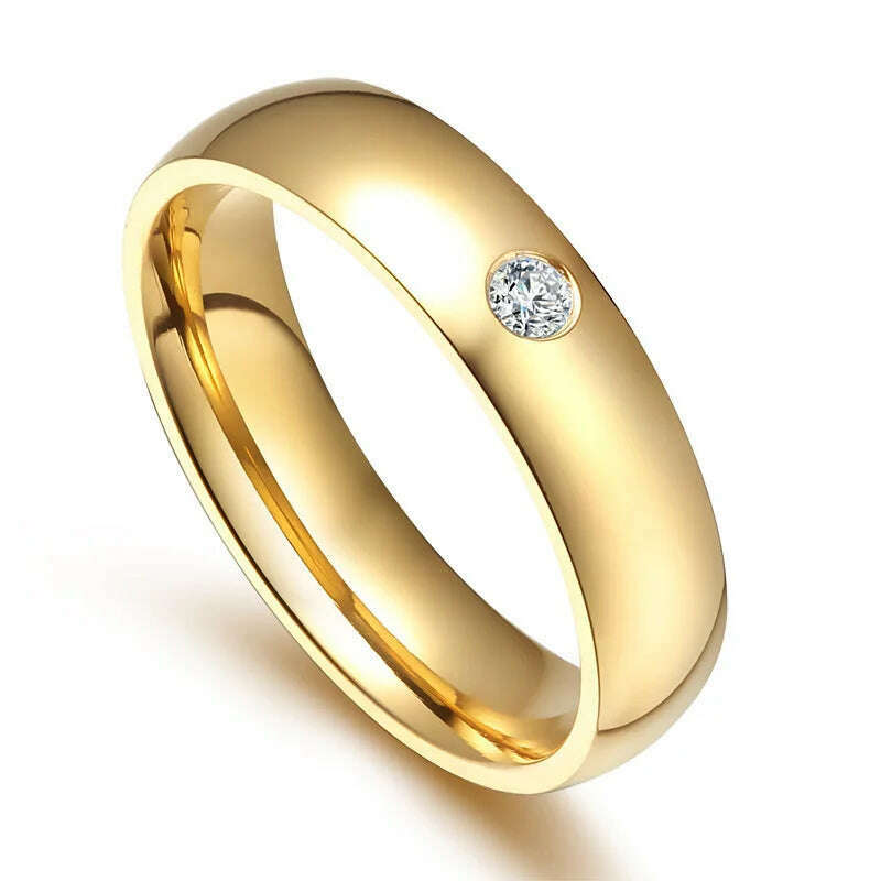 Vnox Classic Wedding Rings for Women Men Gold Color Stainless Steel Couple Band Anniversary Personalized Name Lovers Gift - KIMLUD