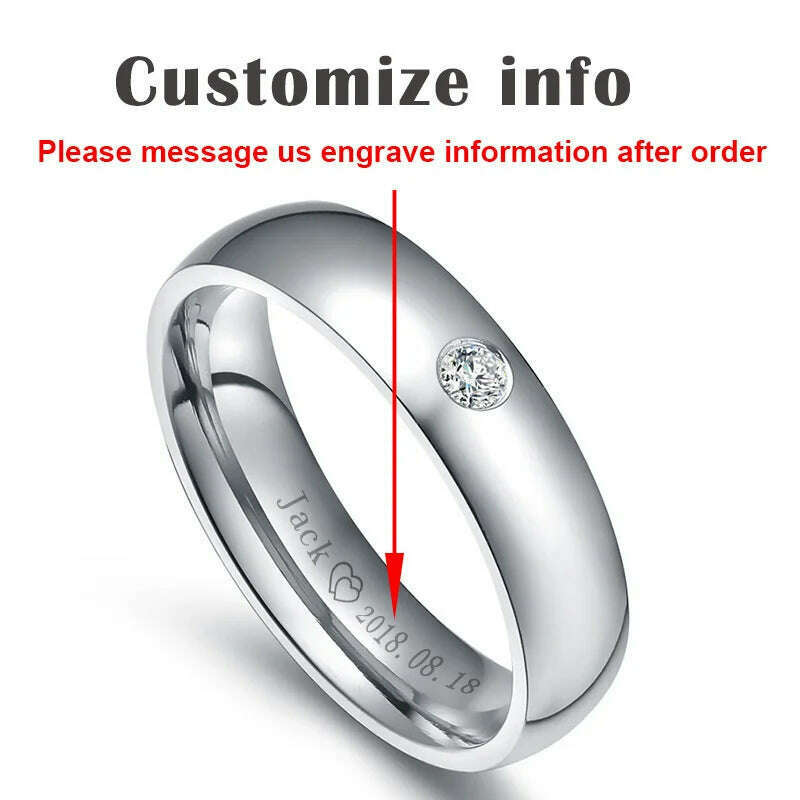 Vnox Classic Wedding Rings for Women Men Gold Color Stainless Steel Couple Band Anniversary Personalized Name Lovers Gift - KIMLUD