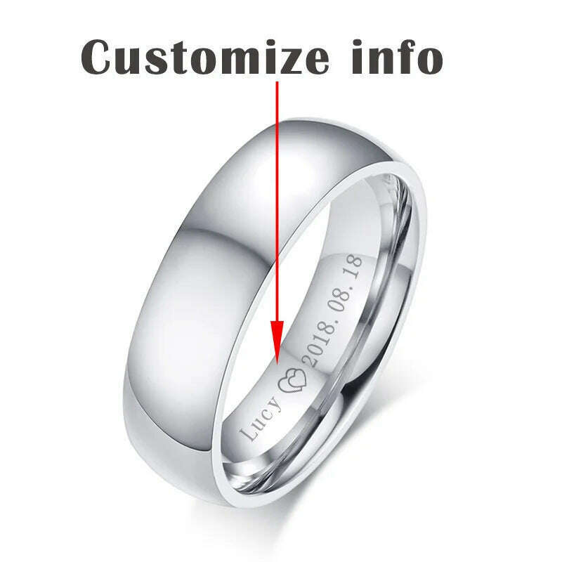 Vnox Classic Wedding Rings for Women Men Gold Color Stainless Steel Couple Band Anniversary Personalized Name Lovers Gift - KIMLUD