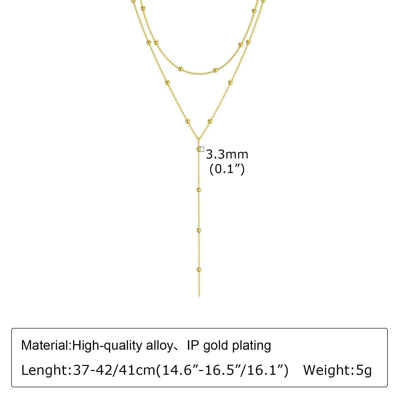 KIMLUD, Vnox Layering Necklaces for Women, Gold Color Sexy Y Necklaces, Stainless Steel Rosary Chain, Layered Beads Choker, NC-1476G, KIMLUD APPAREL - Womens Clothes