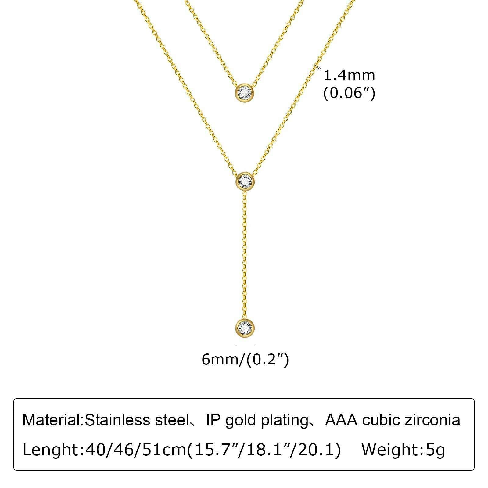 Vnox Layering Necklaces for Women, Gold Color Sexy Y Necklaces, Stainless Steel Rosary Chain, Layered Beads Choker - KIMLUD