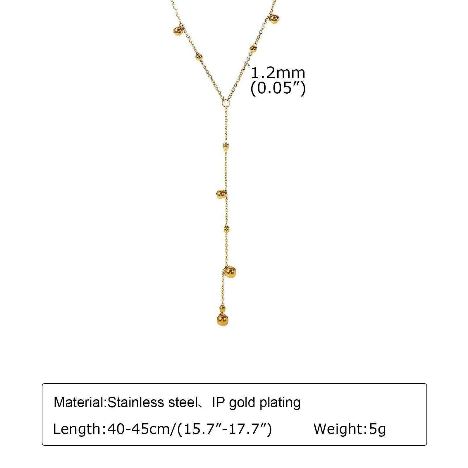 KIMLUD, Vnox Layering Necklaces for Women, Gold Color Sexy Y Necklaces, Stainless Steel Rosary Chain, Layered Beads Choker, NC-1438G, KIMLUD APPAREL - Womens Clothes