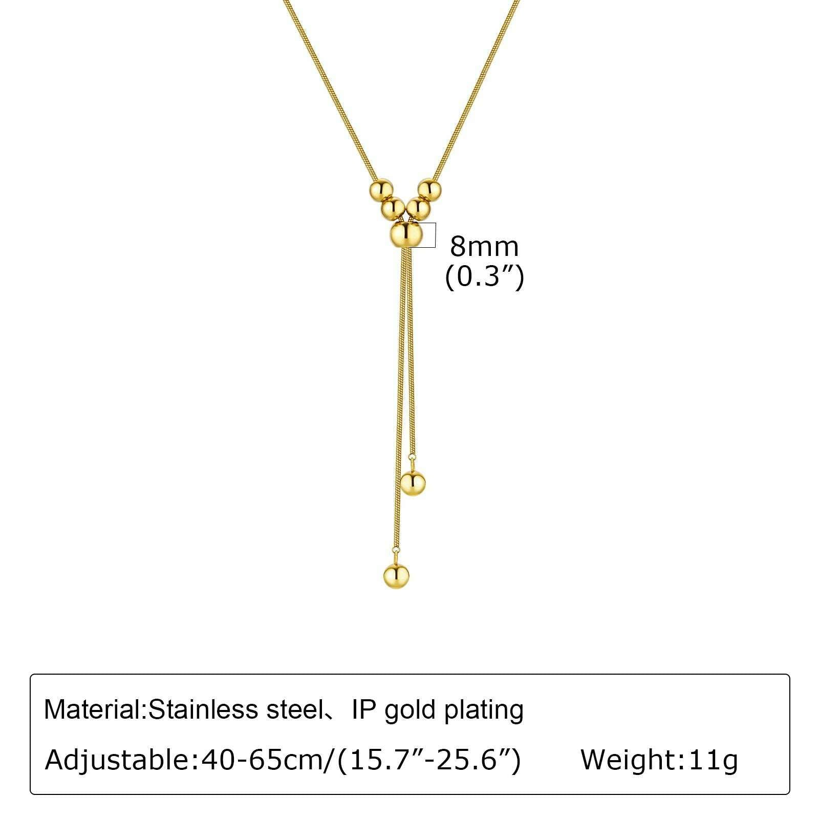 Vnox Layering Necklaces for Women, Gold Color Sexy Y Necklaces, Stainless Steel Rosary Chain, Layered Beads Choker - KIMLUD