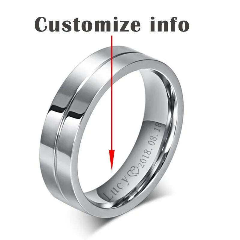 Vnox Trendy Wedding Bands Rings for Women / Men Love Gift Gold-color Stainless Steel CZ Promise Couple Jewelry - KIMLUD