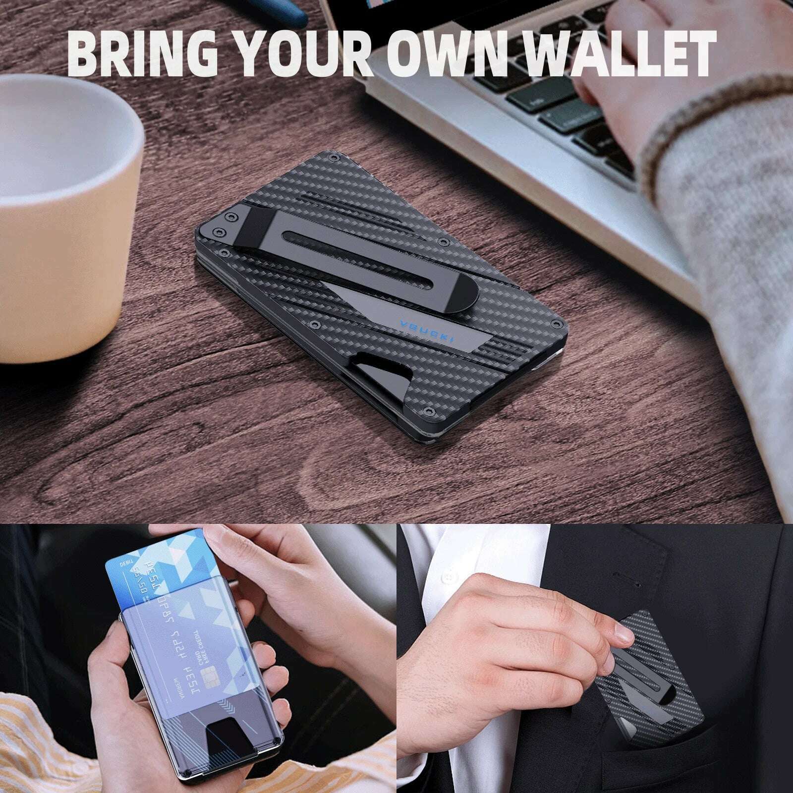 Wallet for Men- Slim Aluminum Metal Money Clip Wallet with Clear ID Card Holder, RFID Blocking,Ultra-Thin Tactical Wallet - KIMLUD