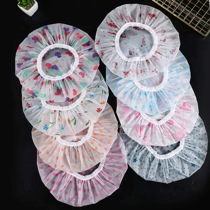 Waterproof Bath Hat Thickened Waterproof and Oil Fume Cap Women Spa Hair Salon Supplies Shower Cap Bathroom Caps Accessories - KIMLUD