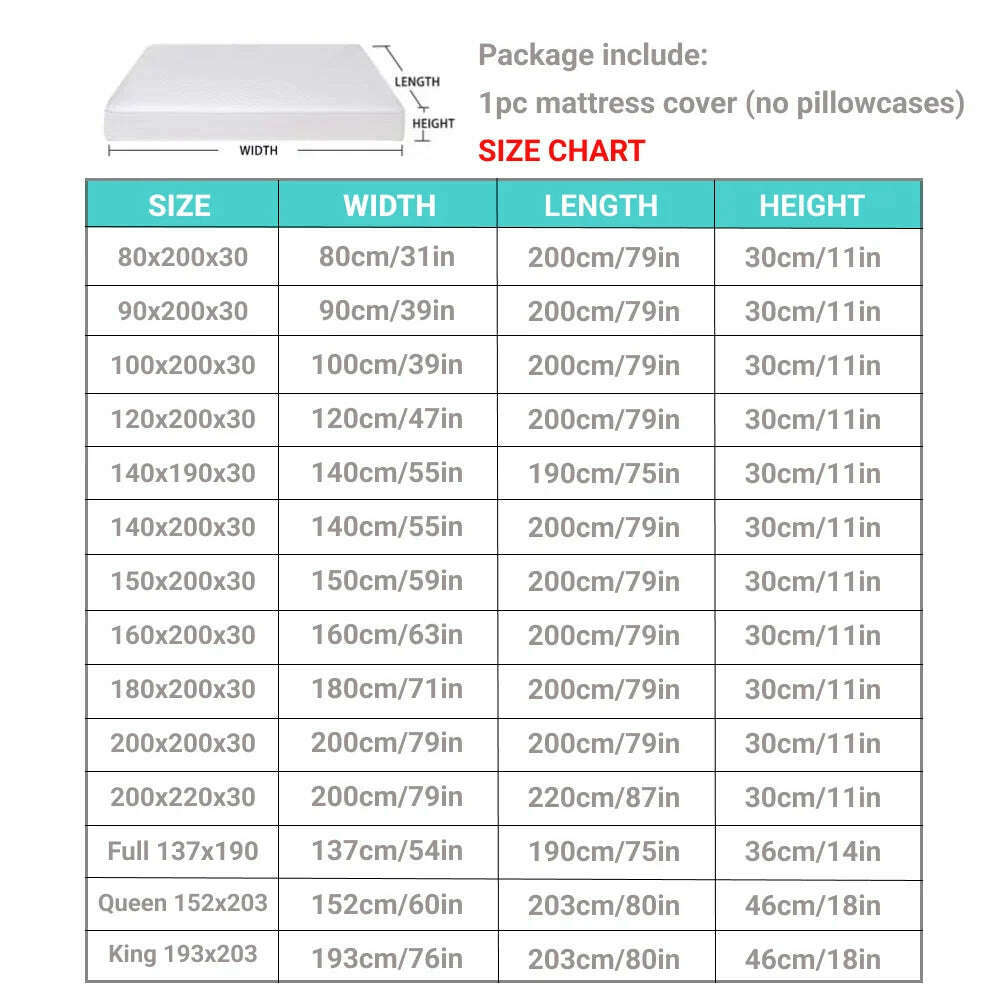 Waterproof Bed Fitted Sheet Soft Breathable Mattress cover Grey Queen/King/Twin/Full - KIMLUD