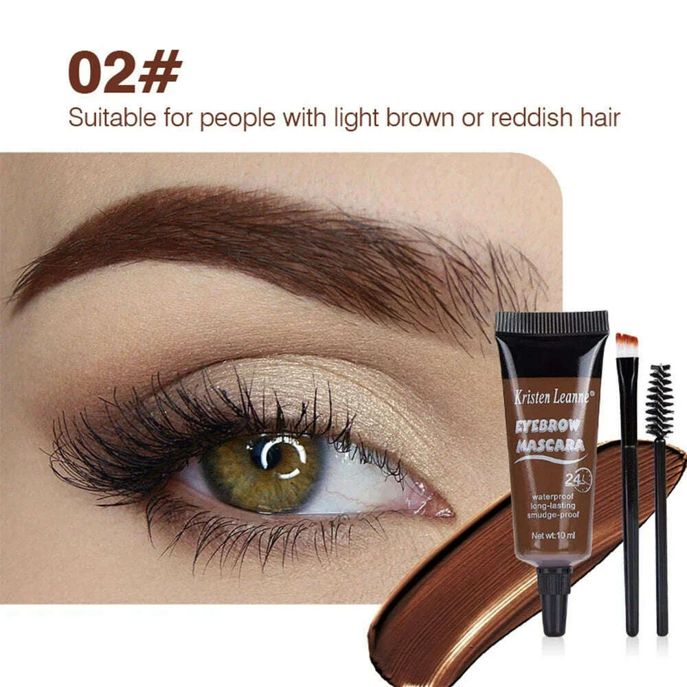 KIMLUD, Waterproof Eyebrow Enhancer Cream with Brush Makeup Lasting Fast Tint Easy Dye DIY Natural Brow Gel Tattoo Tint Cosmetic 4 Color, 02, KIMLUD APPAREL - Womens Clothes