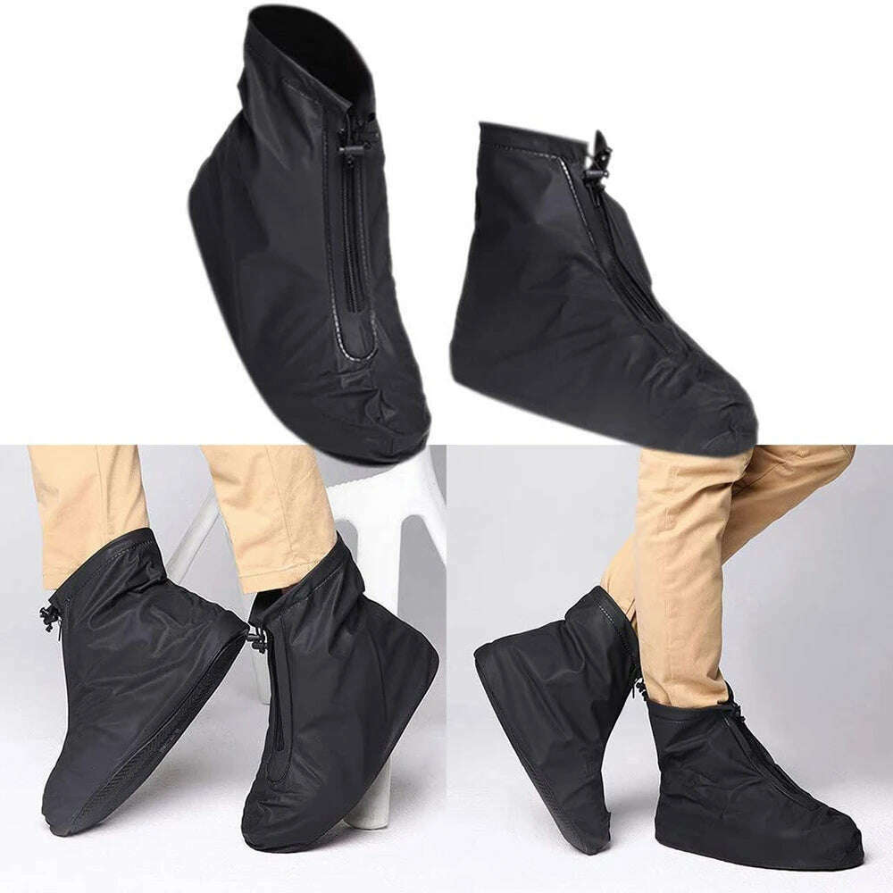 Waterproof Galoshes Shoe Covers Reusable Foldable Not-Slip Raining Shoes Zipper Cycling Outdoor Camping Fishing Garden Travel - KIMLUD