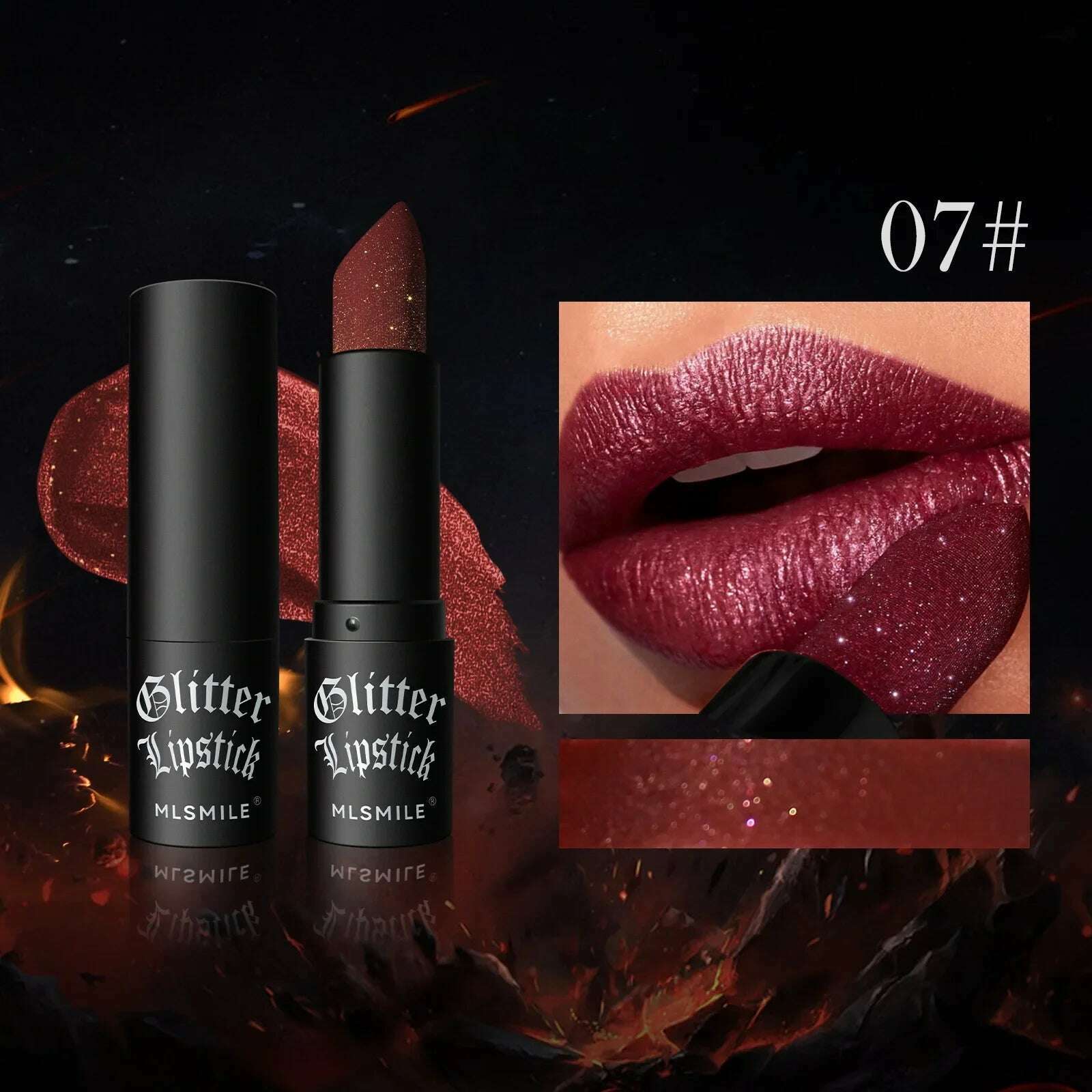 KIMLUD, Waterproof Glitter Matte Lipstick Long Lasting Color Rendering Non-stick Cup Velvet Shiny Lipsticks Silver Gold Sexy Lips Makeup, B07, KIMLUD APPAREL - Womens Clothes