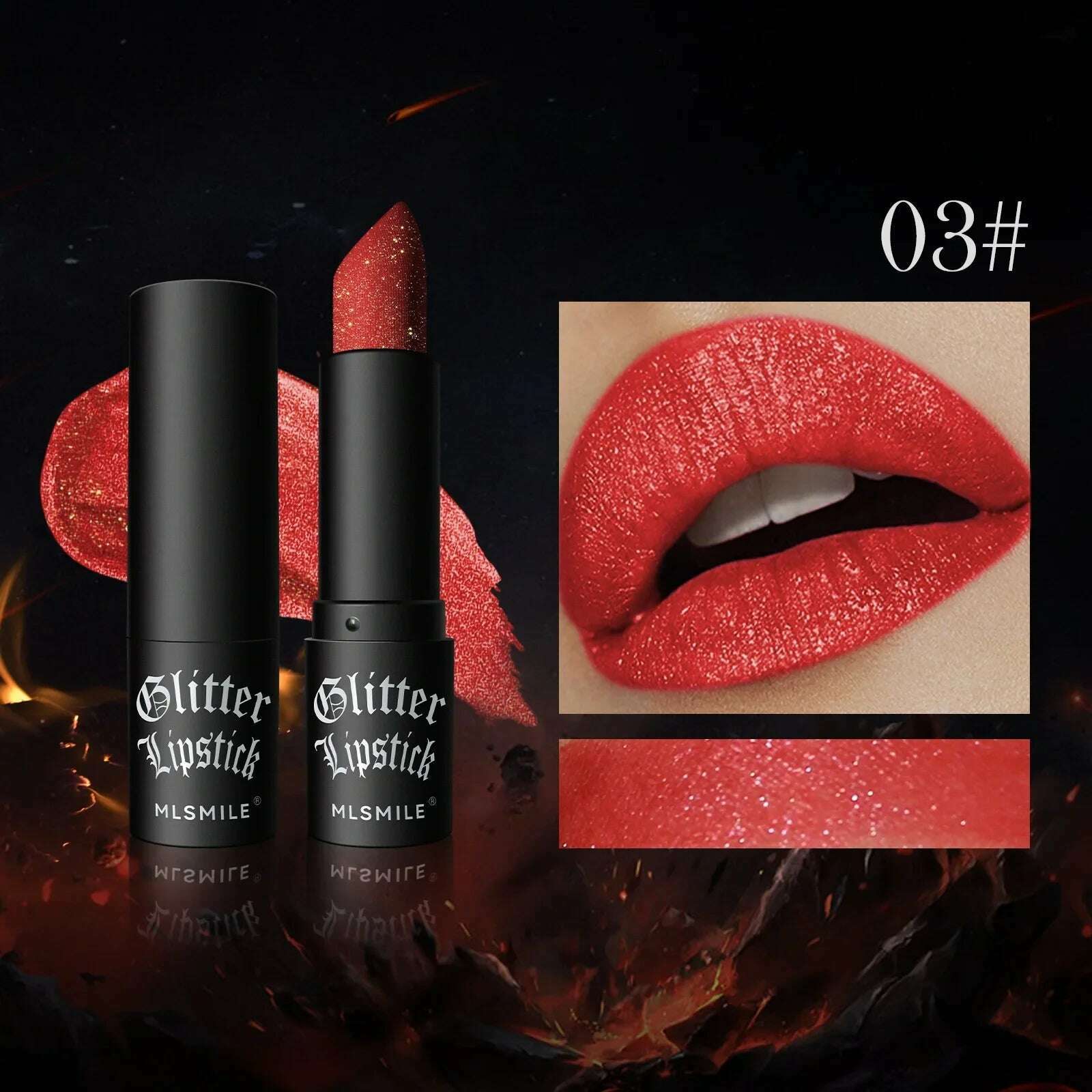 KIMLUD, Waterproof Glitter Matte Lipstick Long Lasting Color Rendering Non-stick Cup Velvet Shiny Lipsticks Silver Gold Sexy Lips Makeup, B03, KIMLUD APPAREL - Womens Clothes