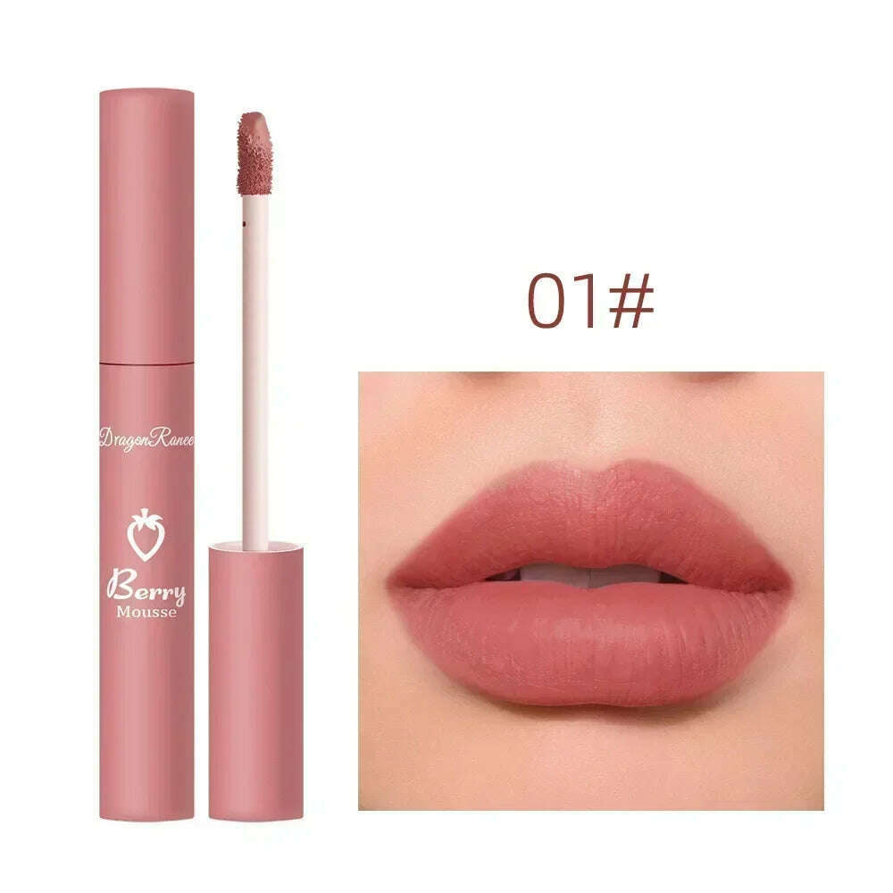 KIMLUD, Waterproof Liquid Lipstick 12 Colors Matte Nude Lip Gloss Brown Pigment Dark Red Lasting Velvet Lipstick Women Makeup Lip Glaze, 01, KIMLUD APPAREL - Womens Clothes