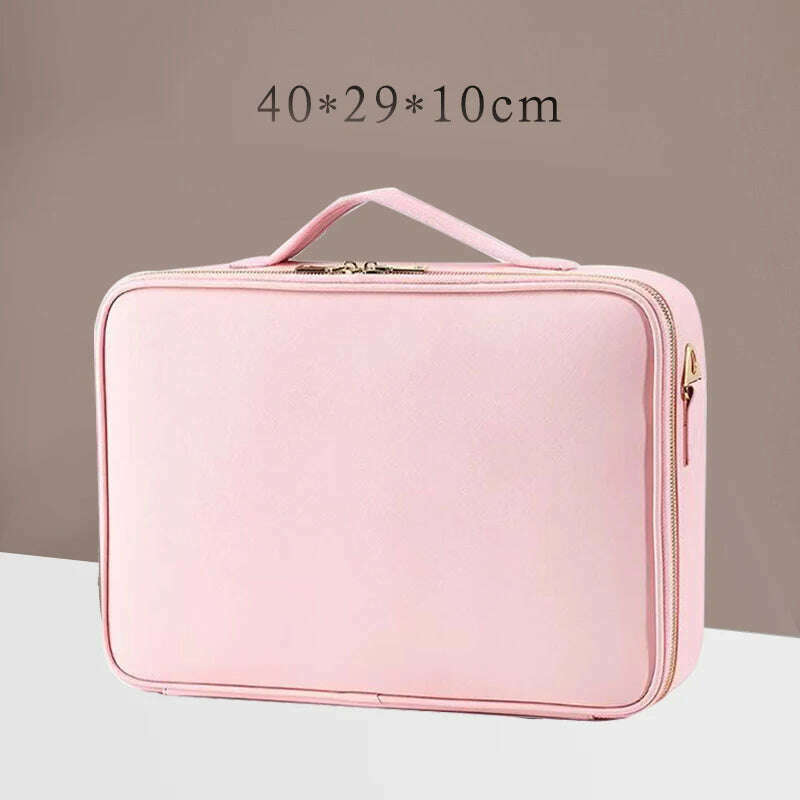 Waterproof PU Leather Cosmetic Bag Professional Large Capacity Storage Make up Handbag Case Travel Toiletry Makeup bag For Women - KIMLUD