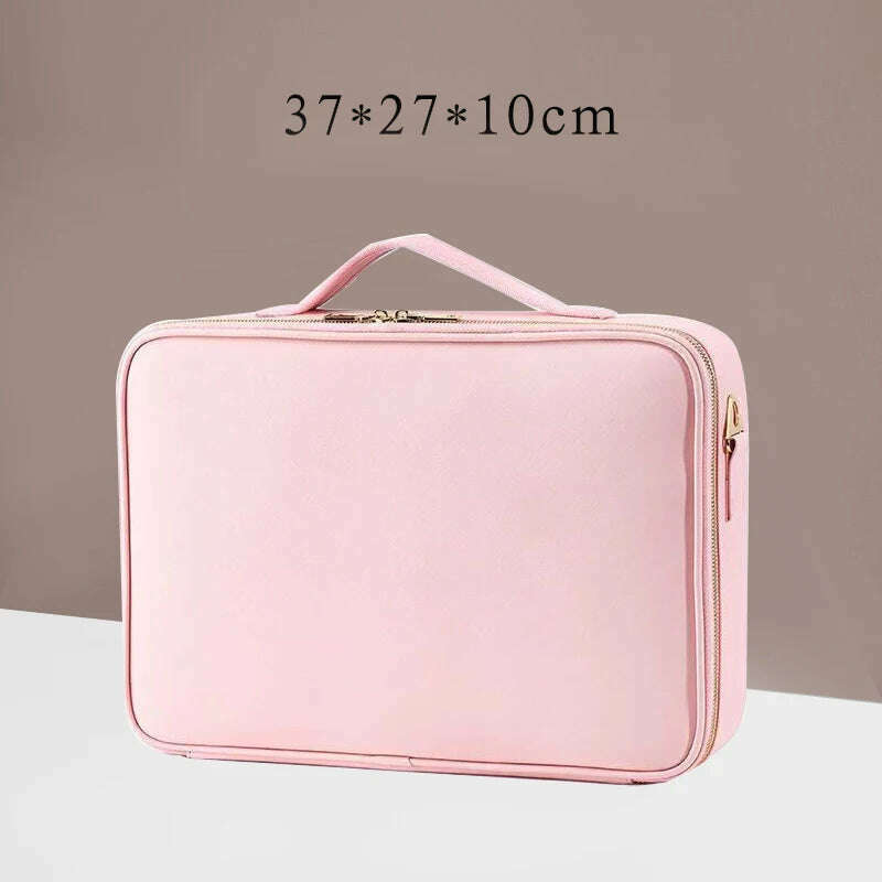 Waterproof PU Leather Cosmetic Bag Professional Large Capacity Storage Make up Handbag Case Travel Toiletry Makeup bag For Women - KIMLUD