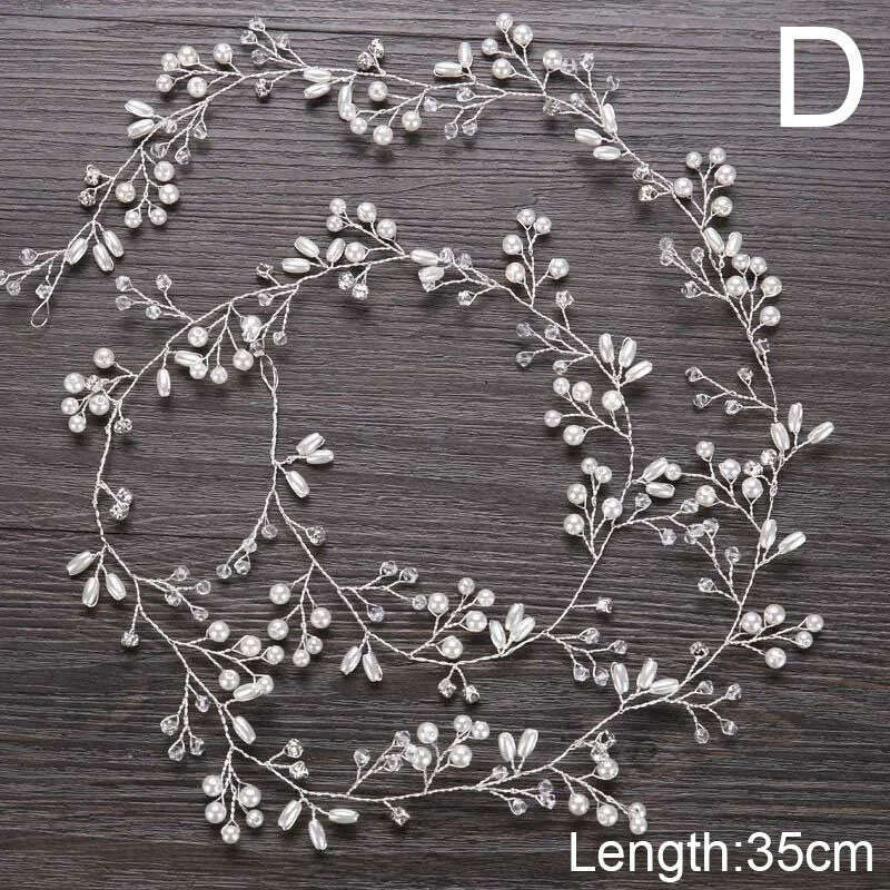 KIMLUD, Wedding Crystal Pearl Headband Bridal Vine Hair Accessories Crown Headpiece Women Hair Belt Ornaments Handmade Headdress Jewelry, KIMLUD Womens Clothes