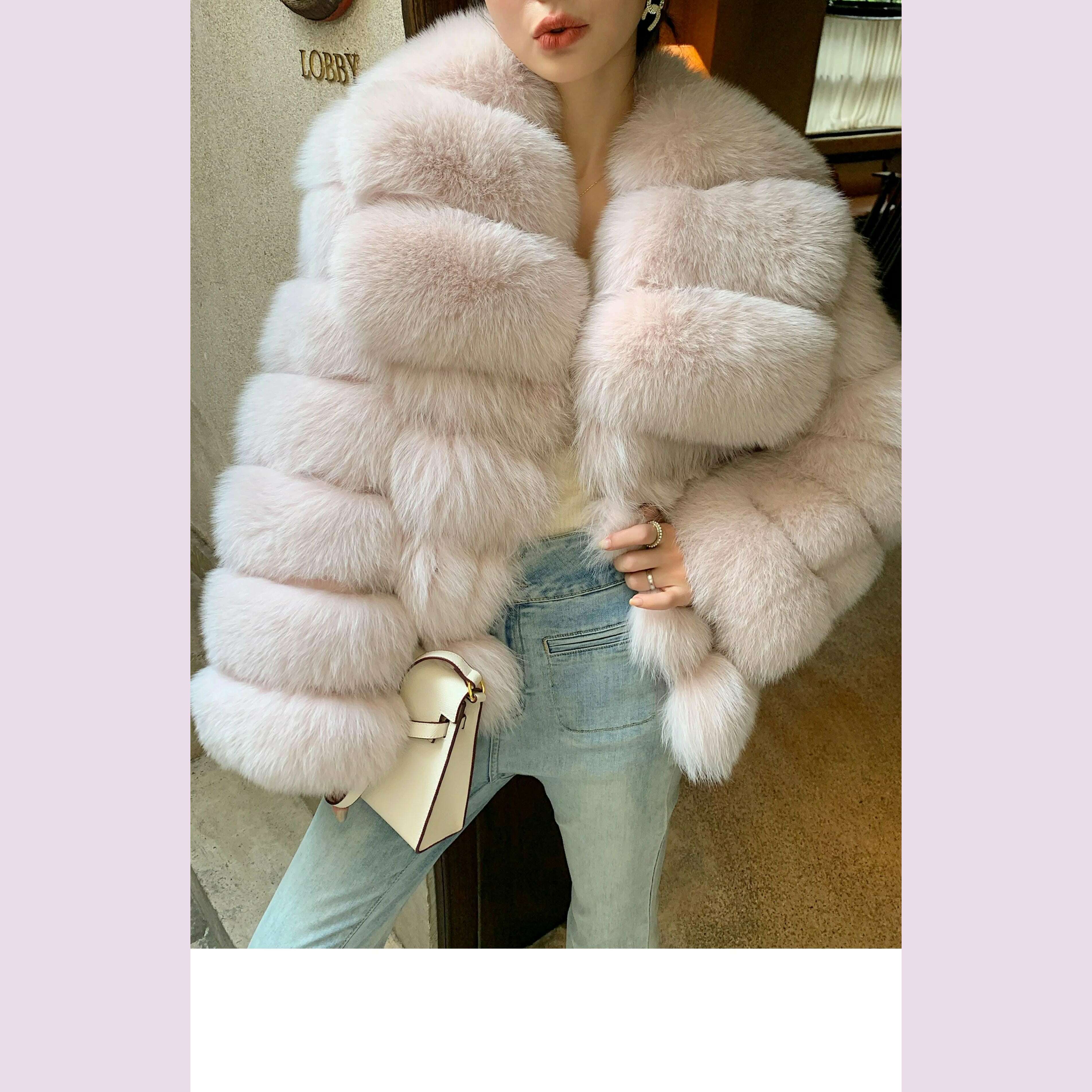 Whole leather fox fur coat short style young women's new coat - KIMLUD