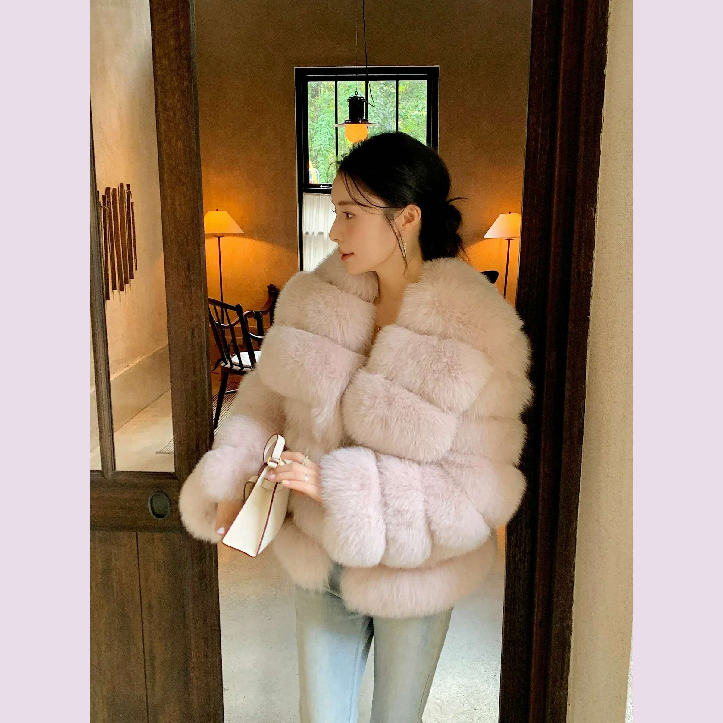 Whole leather fox fur coat short style young women's new coat - KIMLUD