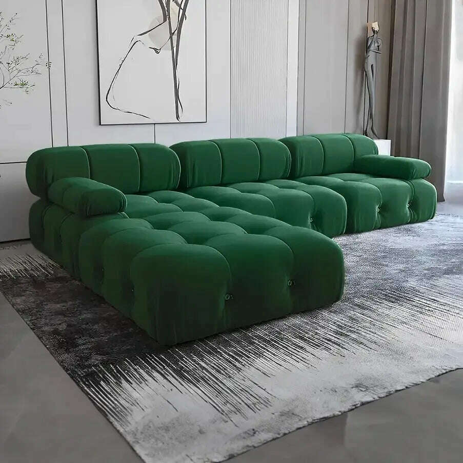 Wholesale Green Velvet Chesterfield Sofa Modern Luxury Fabric Couch Home Sofa Set Living Room Furniture - KIMLUD