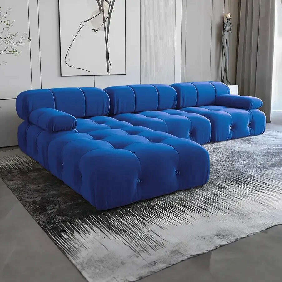 KIMLUD, Wholesale Green Velvet Chesterfield Sofa Modern Luxury Fabric Couch Home Sofa Set Living Room Furniture, Blue / One Seat / CHINA, KIMLUD APPAREL - Womens Clothes