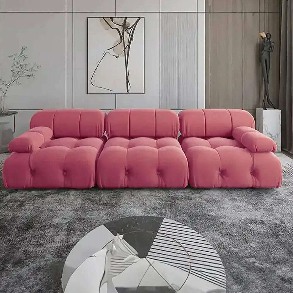 KIMLUD, Wholesale Green Velvet Chesterfield Sofa Modern Luxury Fabric Couch Home Sofa Set Living Room Furniture, Pink / One Seat / CHINA, KIMLUD APPAREL - Womens Clothes