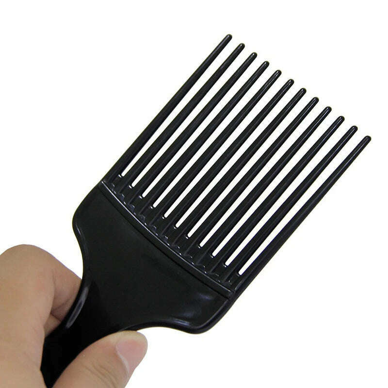 Wide Teeth Brush Pick Comb Fork Hairbrush Insert Hair Pick Comb Plastic Combs For Curly Afro Hair Styling Tools For Women Men - KIMLUD