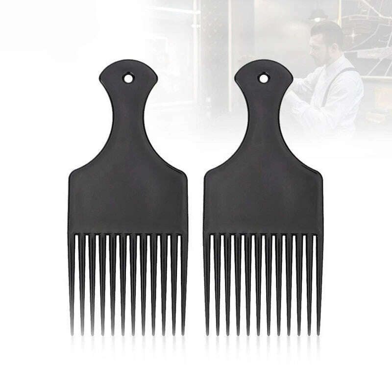 KIMLUD, Wide Teeth Brush Pick Comb Fork Hairbrush Insert Hair Pick Comb Plastic Combs For Curly Afro Hair Styling Tools For Women Men, KIMLUD Womens Clothes