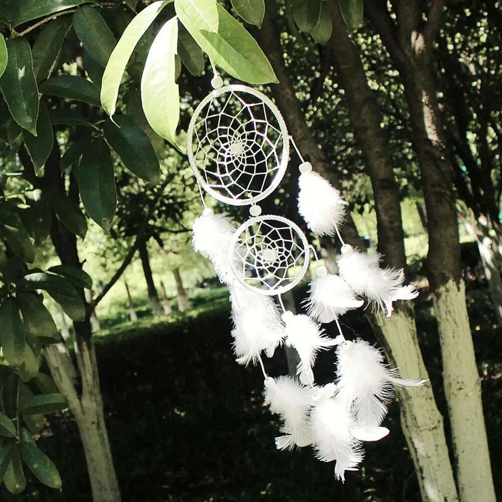 Wind Chimes Handmade Dream Catcher Net With Feathers Wall Hanging Dreamcatcher Craft Gift Christmas Decoration For Home - KIMLUD