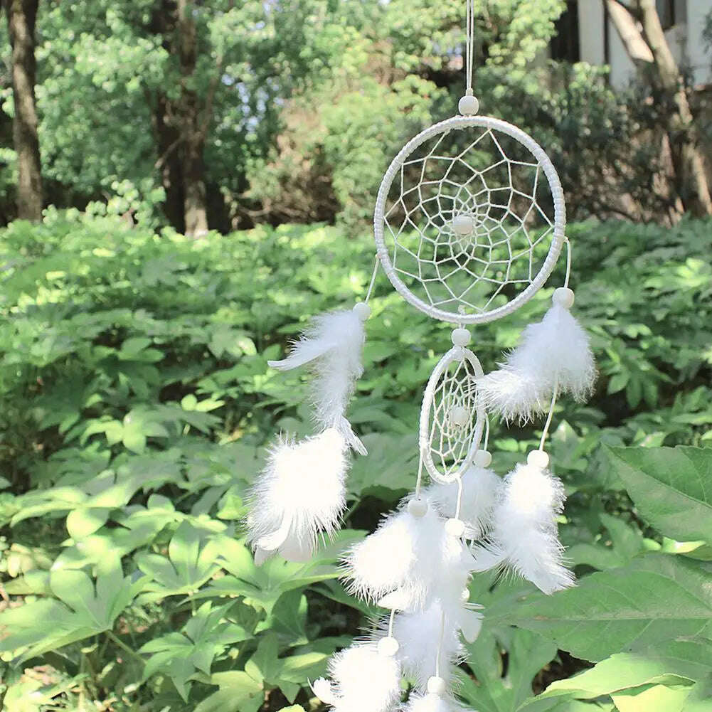 Wind Chimes Handmade Dream Catcher Net With Feathers Wall Hanging Dreamcatcher Craft Gift Christmas Decoration For Home - KIMLUD