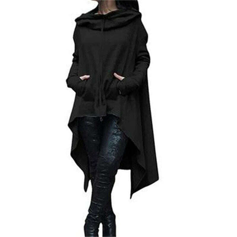 KIMLUD, Winter Autumn Fashion Oversize Hoodies Sweatshirt Women Loose Hoody Mantle Hooded Pullover Outwear Coat Vestidos Mujer Shirts, Black / L, KIMLUD APPAREL - Womens Clothes