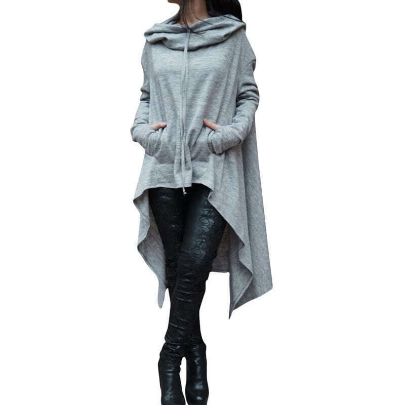 KIMLUD, Winter Autumn Fashion Oversize Hoodies Sweatshirt Women Loose Hoody Mantle Hooded Pullover Outwear Coat Vestidos Mujer Shirts, Light Grey / 4XL, KIMLUD APPAREL - Womens Clothes