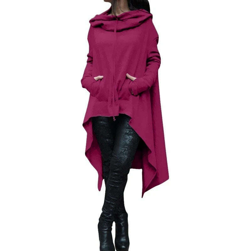 KIMLUD, Winter Autumn Fashion Oversize Hoodies Sweatshirt Women Loose Hoody Mantle Hooded Pullover Outwear Coat Vestidos Mujer Shirts, Rose Purple / S, KIMLUD APPAREL - Womens Clothes