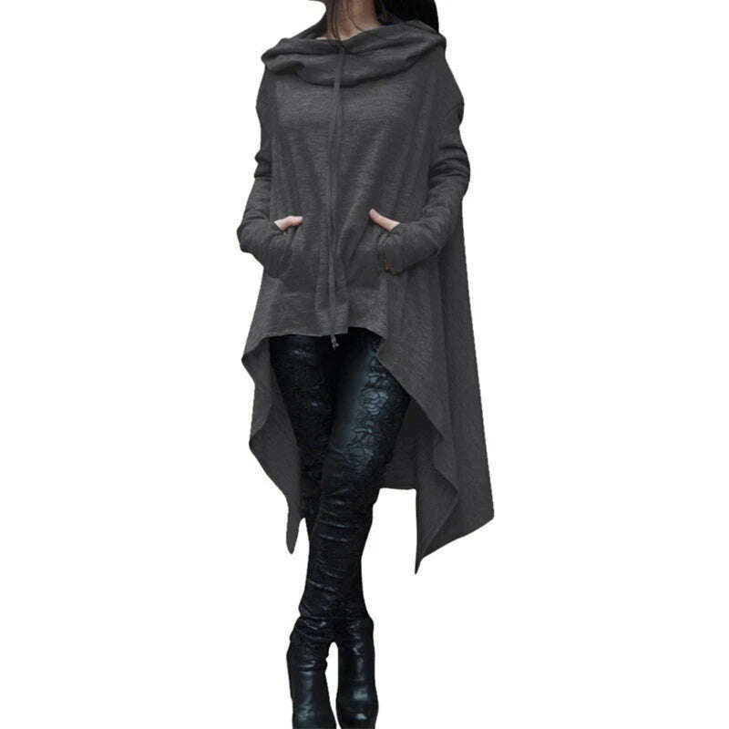 KIMLUD, Winter Autumn Fashion Oversize Hoodies Sweatshirt Women Loose Hoody Mantle Hooded Pullover Outwear Coat Vestidos Mujer Shirts, Dark Grey / XXXL, KIMLUD APPAREL - Womens Clothes