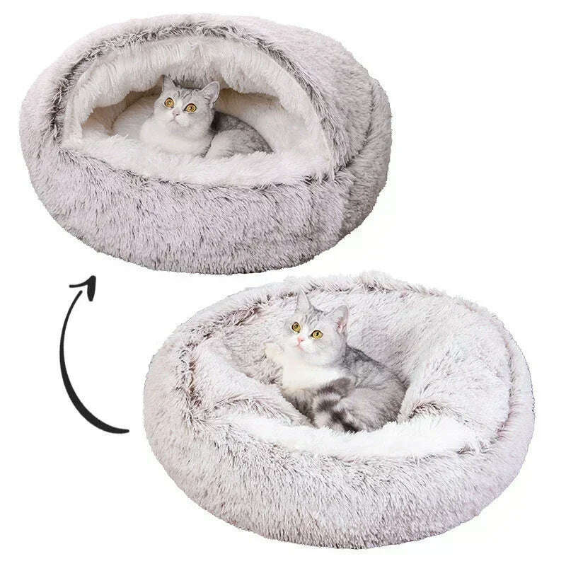 winter dog Plush Round Bed Pet Mattress Warm Soft Comfortable Basket Cat Dog Sleeping Bag Nest for Small Dogs Medium dogs cat - KIMLUD