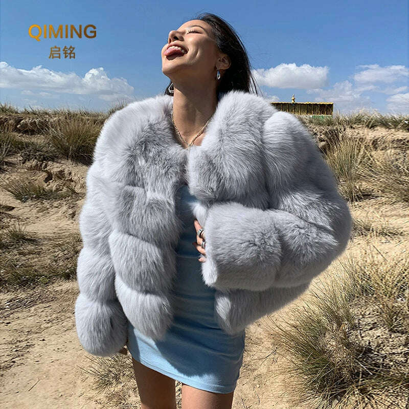 KIMLUD, Winter Faux Fur Coat Jacket Luxury Coat Women Imitation Fur Jacket Thick Warm Ladies Fur Jackets Fashion Fuzzy Plush Coats, KIMLUD Womens Clothes